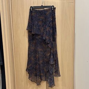Veronica Beard Navy and Brown Asymmetrical Skirt